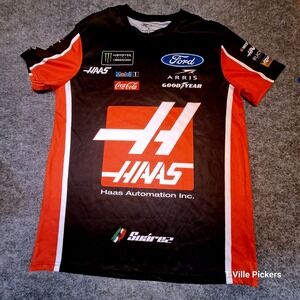 Mens‎ Stewart-Haas Racing Daniel Suarez 41 Haas Ford NASCAR Shirt Black Red M